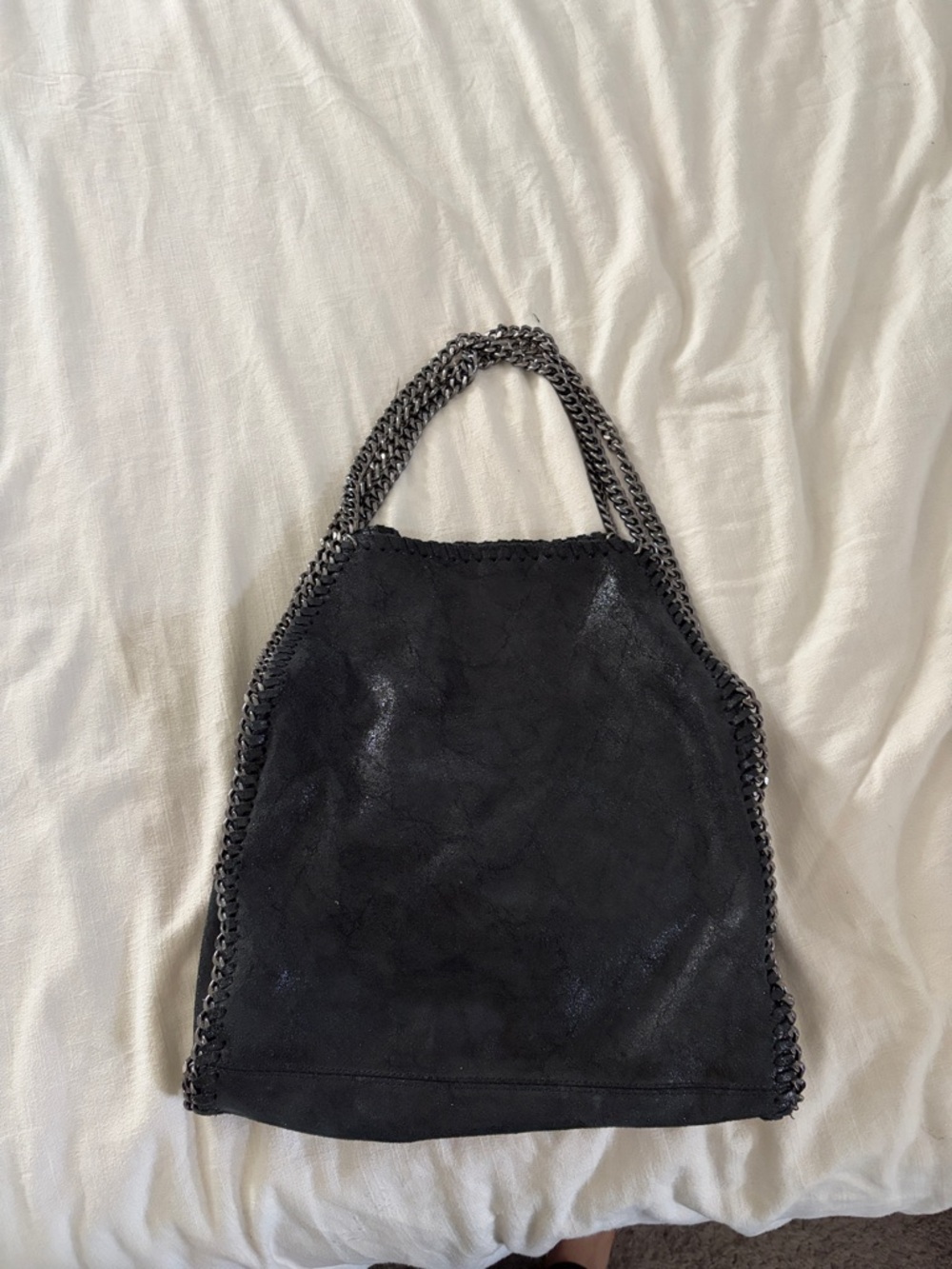 Black Chain-Trim Tote Bag